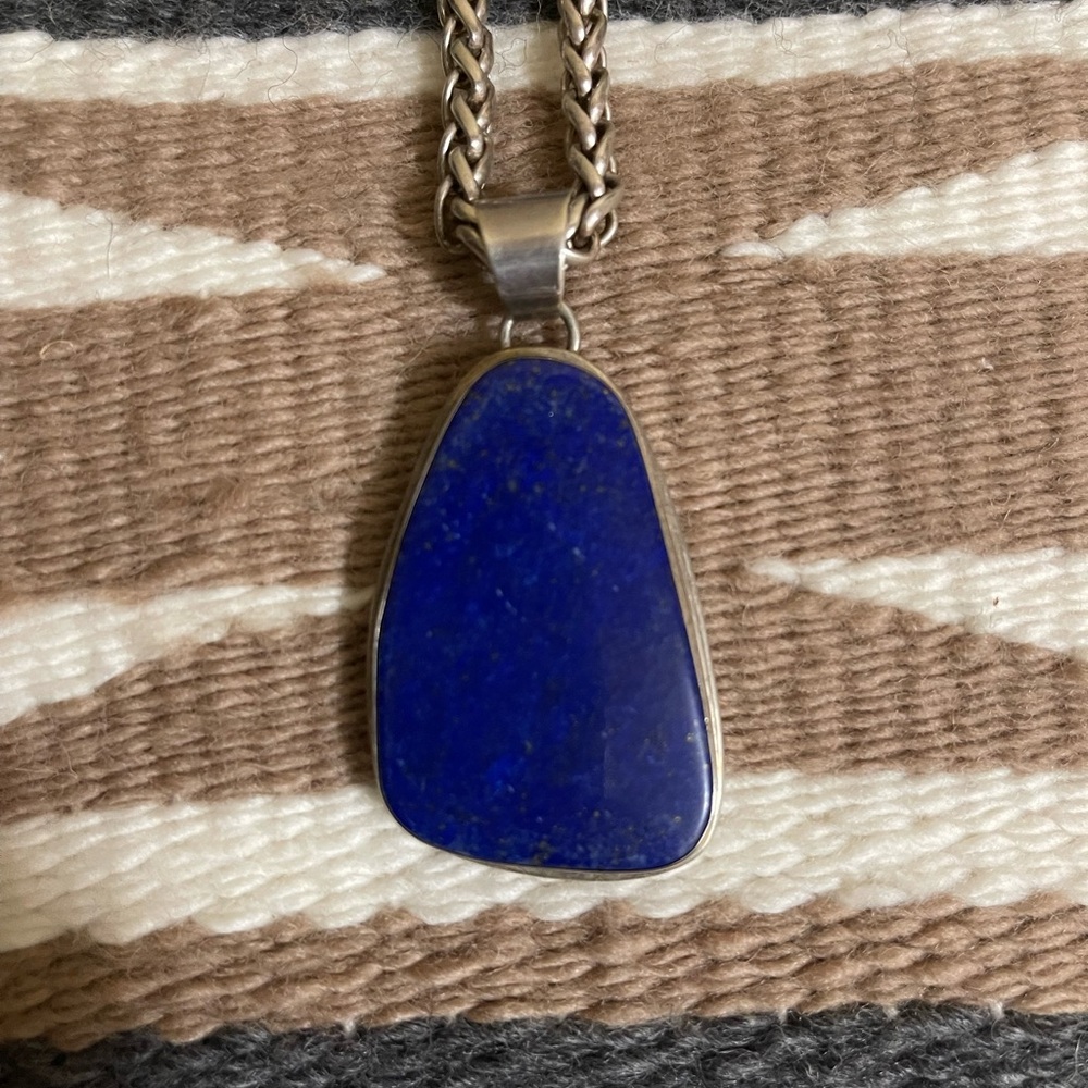 Lapis Lazuli Native American Navajo Sterling Silver Lapis Lazuli Pendant